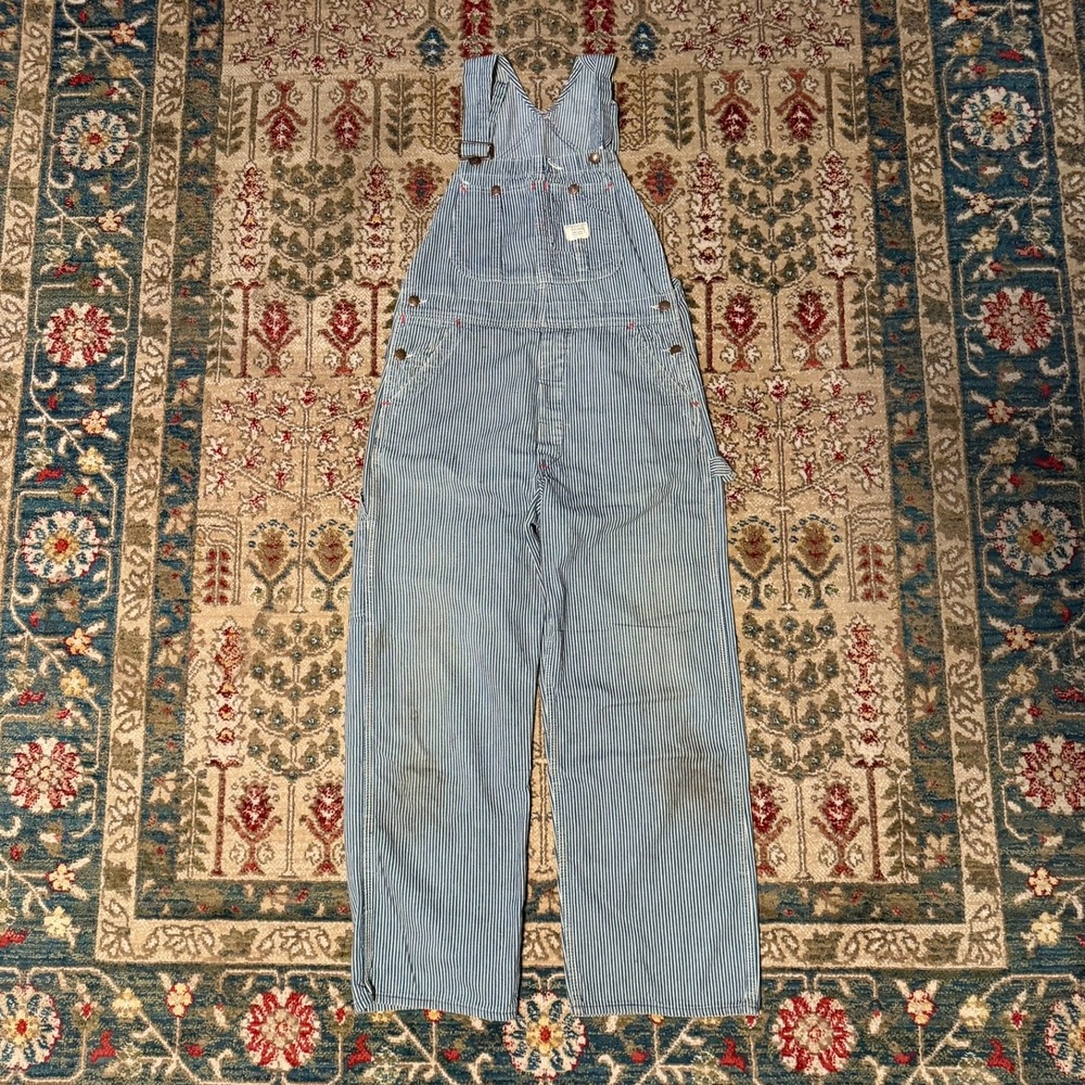 Vintage 60s Big Mac Hickory Stripe Denim Overalls Mens 34x30 Union Made Workwear